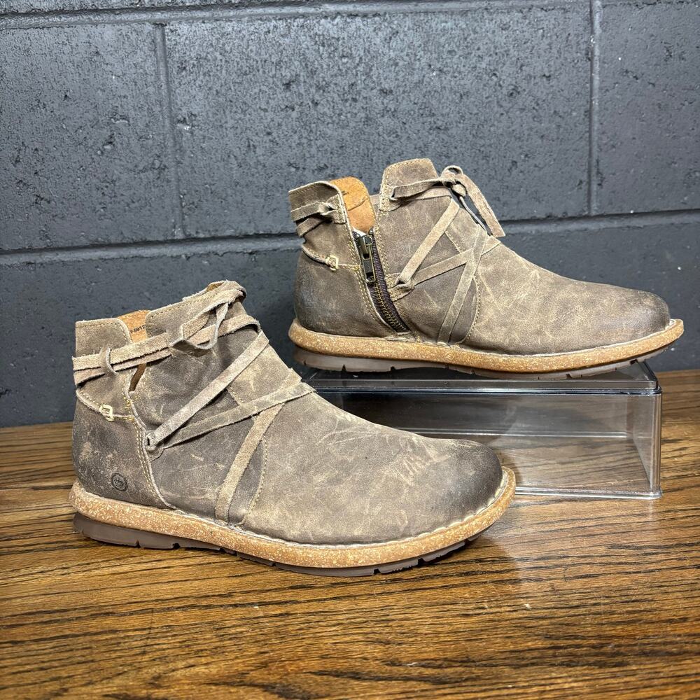 Born Tarkiln Distressed Leather Ankle Boots Western Boho Booties Women’s 8.5